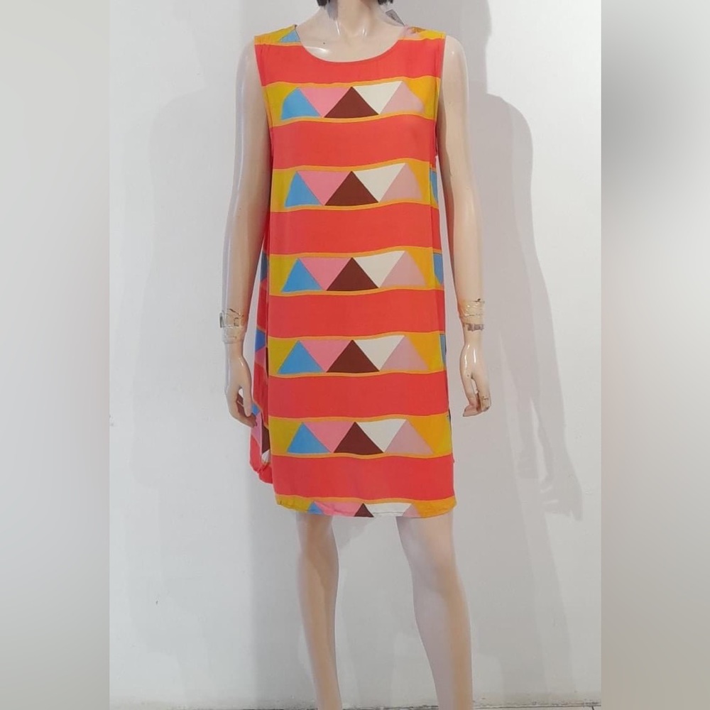 MISTER ZIMI Juanita Sleeveless Tina Geometric Triangle Print Shift Dress - Picture 12 of 16
